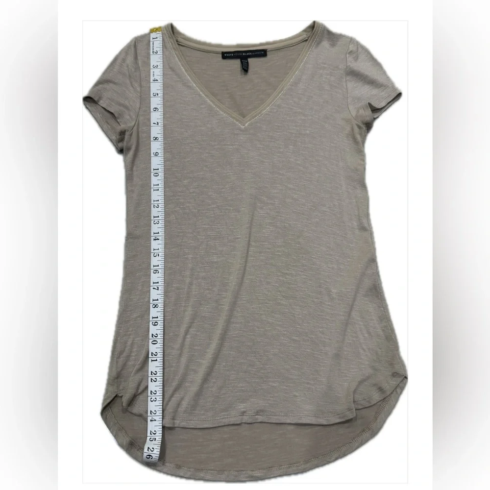 White House Black Market Beige V-Neck Short Sleeve Tee - Picture 10 of 13
